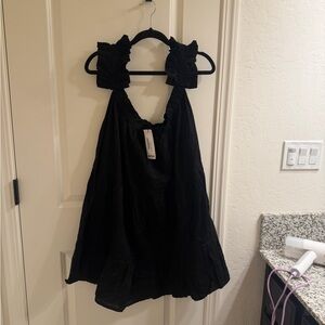 Boohoo Black Ruffle-Trim Sundress